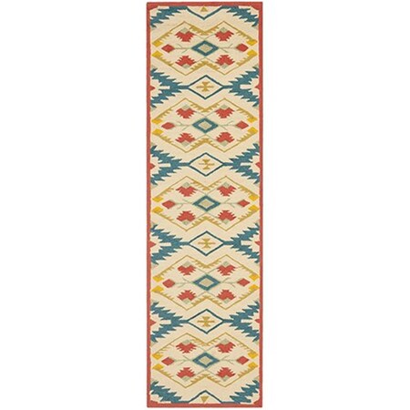 Safavieh 2 ft. - 3 in. x 6 ft. Runner- Indoor - Outdoor Four Seasons Natural And Blue Hand Hooked Rug FRS479A-26